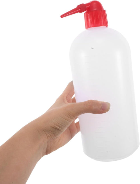 6pcs 1000ml SHERCHPRY Laboratory Narrow Mouth Wash Bottles with Crimson Lids, Plastic Chemistry Squeeze Bottles