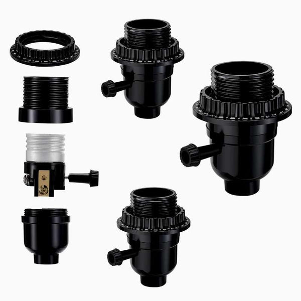 ALSHKASS E26 Threaded Lamp Socket Replacement,Socket ON/Off Switch & Shade Ring, Screw-in Base