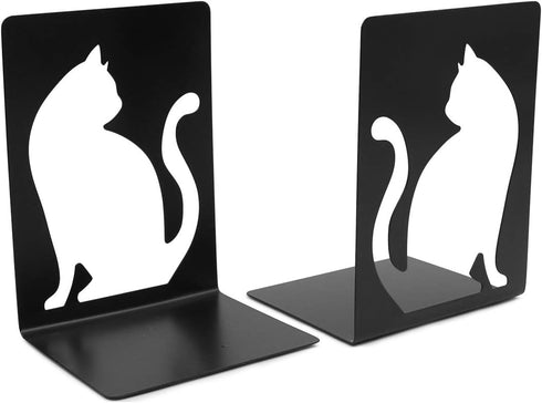 Apol Unique Hollow Out Design Cat Bookends Student Book Ends Metal Office Desk School Library Decoration Bookshelf Book
