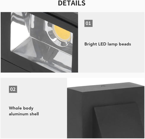 Yosoo Wall Lamp, Wall Mounted LED Light, Waterproof Decorative Light for Garden Patio and Porch (Warm White)