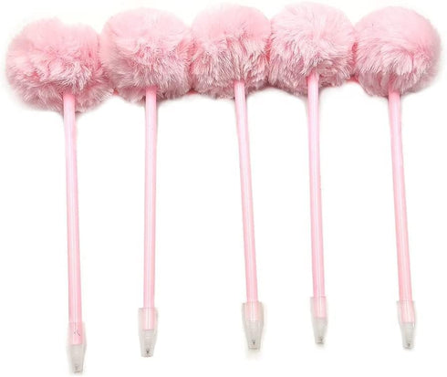 Needle Gel Ink Pens 5 PCS Purple Pom Pom Pen Fluffy Pompoms Plastic Rollerball Pen Signature Ball Point Pens Cartoon Ball Pen for Kids Children Students Women by Generic
