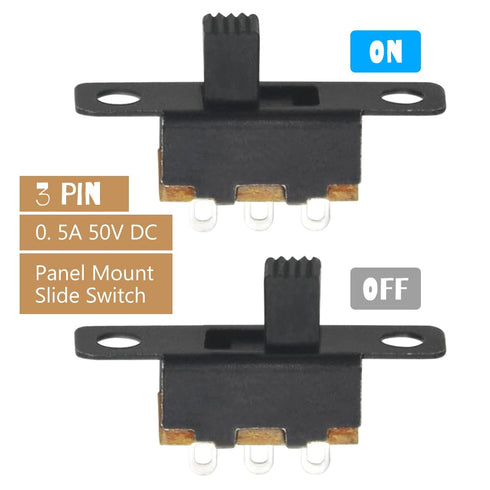 WMYCONGCONG 100 PCS 0.5A 50V DC 3 Pin On/Off Slide Switch - Micro Miniature Panel Mount