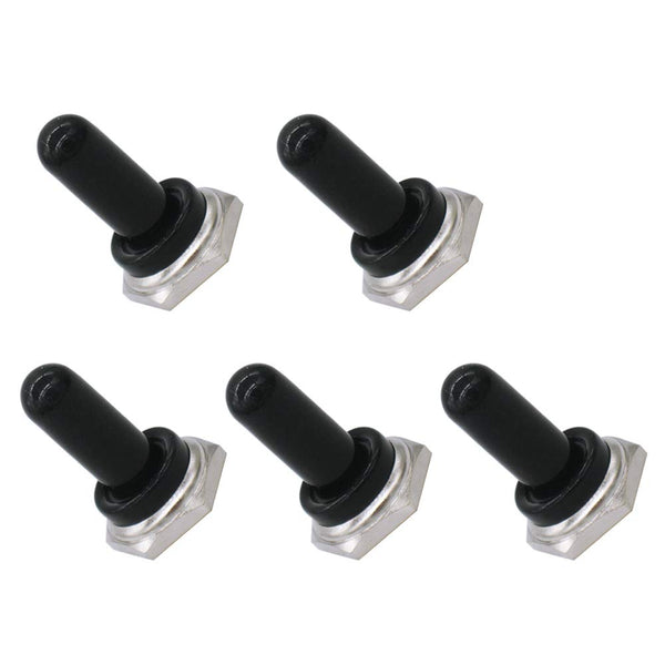 mxuteuk 5pcs 12mm Toggle Switch Cover Rubber Knob Hat Waterproof Boot Cover Cap Black