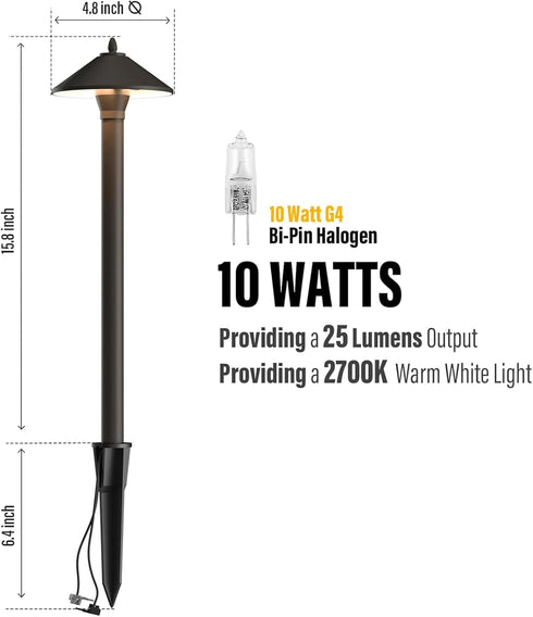Generic 10W 2700k Low Voltage Pathway Lights Outdoor Landscape Lighting Warm White Walkway Lights Bronze Metal Pro
