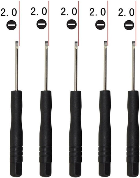 Fixinus 10 Pieces Slotted Mini Screwdrivers Set | 2.0mm Flat Head for Cell Phone, Tablet, and Small Electronics