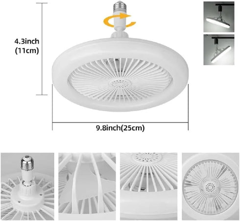 Peaoop Bulb Silent Socket Fan Light - Screw-in Ceiling Fan Light Socket, LED Fan, Ceiling Fan Light with Light