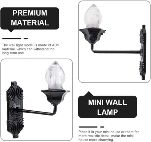 1:12 5pcs Set, Yardwe Miniature Scene Lights - Vintage DIY Scale LED Wall Sconces, Outdoor & Indoor Use