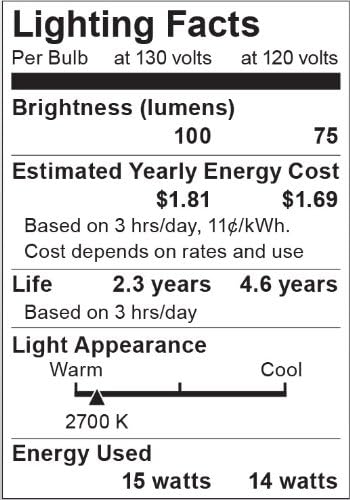 S3949 130V 15-Watt A15 Satco Medium Base Household Lamp, Frosted,White