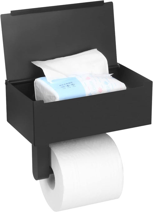 Toilet Paper Holder with Shelf,Wall Mount Wipes Dispenser & Storage for Bathroom,Keep