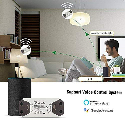 2 Packs eMylo Smart WiFi Light Switch Wireless Relay Switch Module Remote Control Home Automation Timers Compatible