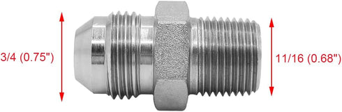 (2-PACK) 2404-08-06 Hydraulic Hose Adapter Fitting 1/2" Male JIC 37° Flare (3/4"-16UNF) × 3/8" Male (3/8"-18NPTF) SAE Straight Pipe Joints Tube Connector Carbon Steel by BEITERSTOE
