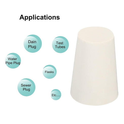 MECCANIXITY Rubber Tapered Plug, 12 Pieces, 14mm to 19mm Solid Test Tubes, White
