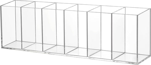 6 Jetec Acrylic Pen Holder Compartments Makeup Brush Stationery Organizer Pencil Holder for Desk Accessories, Cosmetic