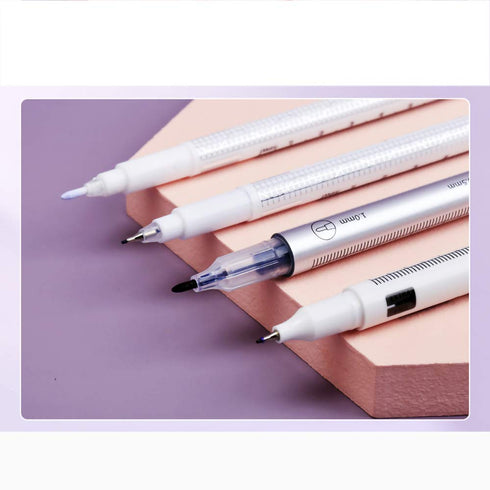 LabAider 6Pcs Professional Surgical Tip Skin Marker Pen with Paper Ruler for Eyebrow, Lips - Sterile Tattoo Stencil