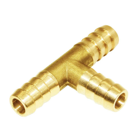 Joywayus 3/8" Hose Barb Fitting, Tee 3 Way Brass Intersection/Split Fitting for Water/Fuel/Air