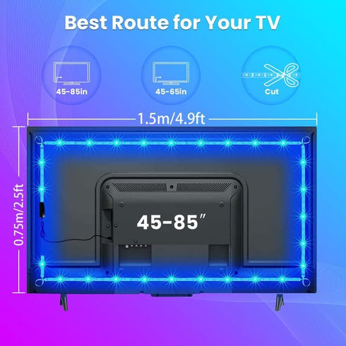 16.4FT 45-85 inch VOLIVO LED Lights for TV, Led Backlight for TVs, Bluetooth RGB LED Lights Behind Television