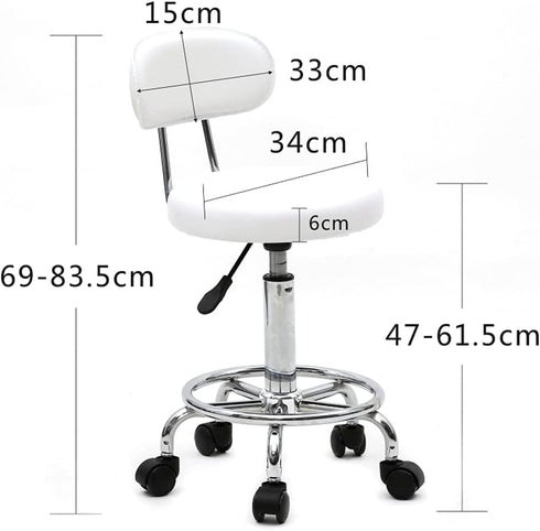 Volowoo Semi-PU Leather Nylon Stool,Multi-Purpose Adjustable Spa Bar Stool on Wheel for Work, Office, Desk, Salon