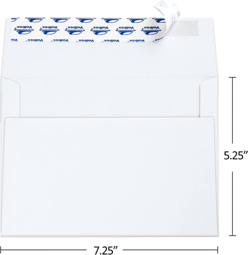 ValBox 200 Qty A7 Invitation Envelopes 5 x 7, 120GSM White Kraft Paper Envelopes for 5x7 Cards, Self Seal, Weddings, Invitations, Baby Shower, Stationery, Office, 5.25 x 7.25 Inches