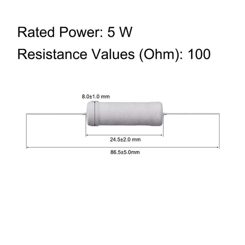 uxcell 10Pcs 100 Ohm Resistor, 5W Metal Oxide Film Resistors for DIY Electronic Projects, Flame Proof