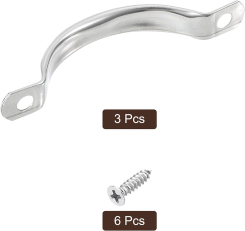 uxcell 3Pcs Stainless Steel Door Pull Handles, 78mm/3.07" Long with Screws for Cabinet Drawer Hardware