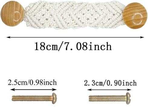 2 Pack Bohemian Style Rope Knobs Door Handle Rope Knot Cabinet Drawer Cupboard Furniture Door Wooden Pulls Handles Drawer Pulls for Kitchen Cabinet Wardrobe Cupboard (B) by LLHDKF