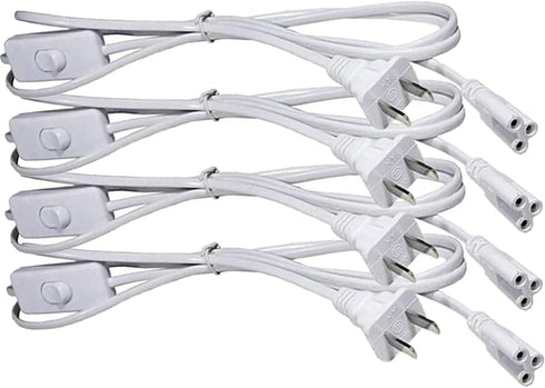 T5 T8 LED Tube Power Extension Cable with On/Off Switch, 4-Pack 6FT/1.8M LED T5/T8 Light Fixture Extension Wire