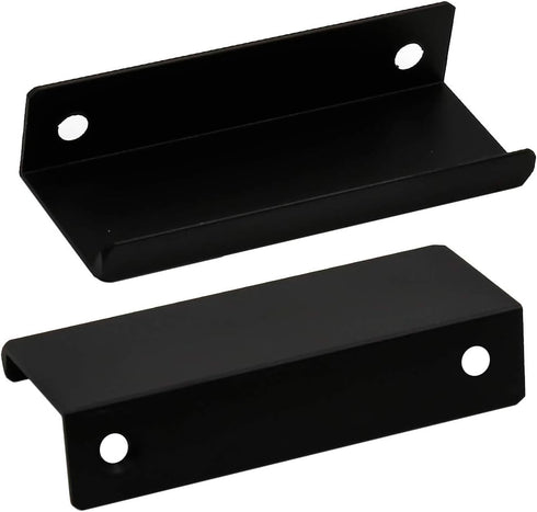 LC LICTOP 80mm/3.15" Black Modern Style Finger Edge Tab Pull Handle Door Knobs Drawer Pulls Aluminum Matte (2Pcs) by LC LICTOP