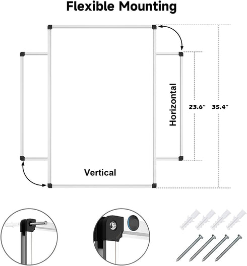 XBoard Magnetic Whiteboard 36 x 24 Inch, Dry Erase Board with Marker Tray for Home, School & Office