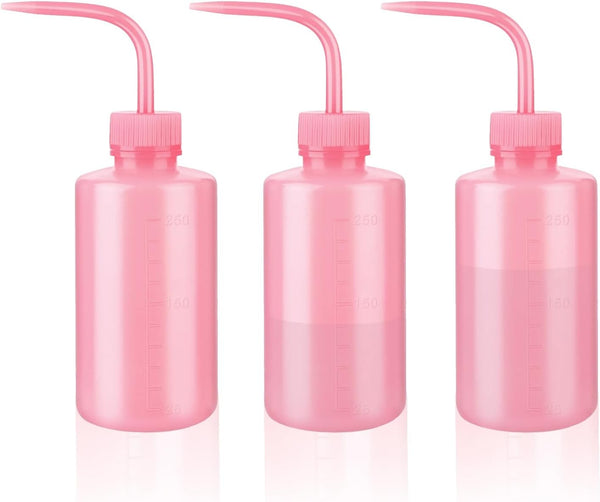 Sotica Wash Bottles: 3pcs Pink Squeeze Bottles, 8oz Narrow Mouth Squirt Bottles for Tattoo and Lab