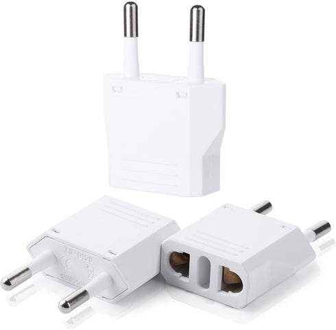 Bates European Plug Adapter, 3 pc Travel Adapter, US to Europe Plug Adapter, Converter Plug for European Outlet