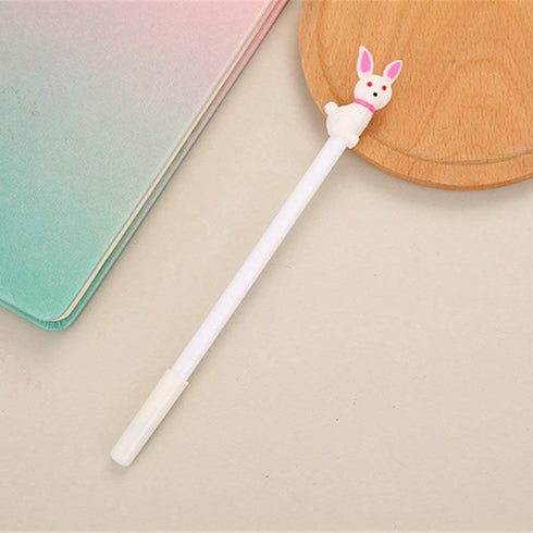 Cute Rabbit Gel Ink Pens, Kawaii Black Writing Ballpoint Pens, 6PCS Funny School Stationery for Office Supplies Gift