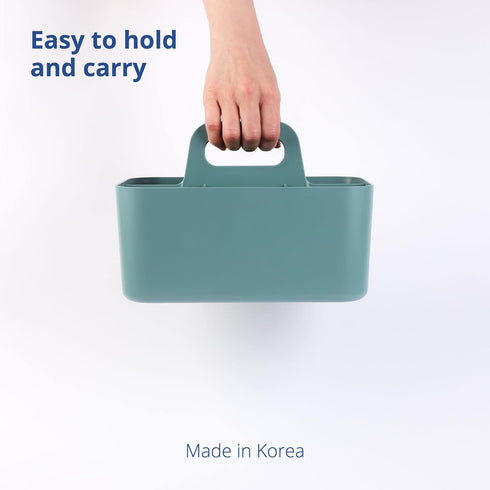 BLUE GINKGO Multipurpose Caddy Organizer, Stackable Plastic Caddy with Handle for Desk, Makeup, Dorm, Classroom (Green)