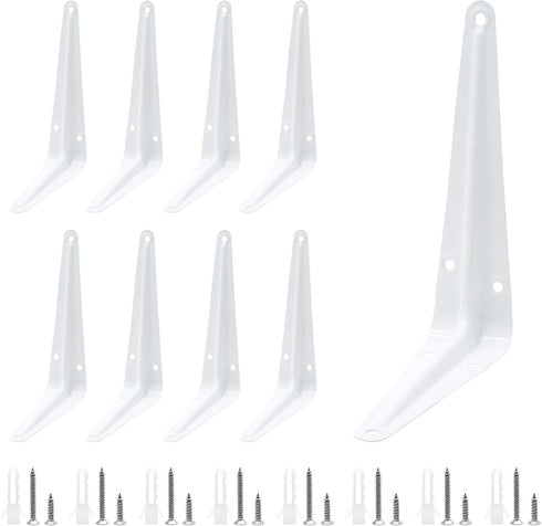 Uenhoy 10 Pack White Shelf Brackets 8 Inch Metal Floating Shelf Brackets Heavy
