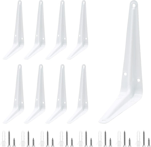 Uenhoy 10 Pack White Shelf Brackets 8 Inch Metal Floating Shelf Brackets Heavy