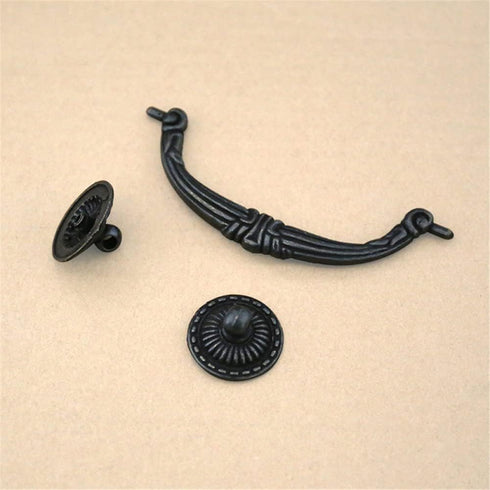 HAOWwW Closet 112mm (NO.175) Drawer Pulls Black Double Hole Coffee Table Nightstand Antique Zinc Alloy Hanging Pull