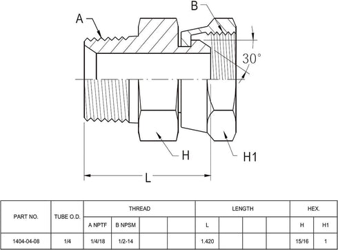 (2-PACK) 1404-04-08 Hydraulic Hose Adapter Fitting, 1/4" Male x 1/2" Female Swivel, Carbon Steel