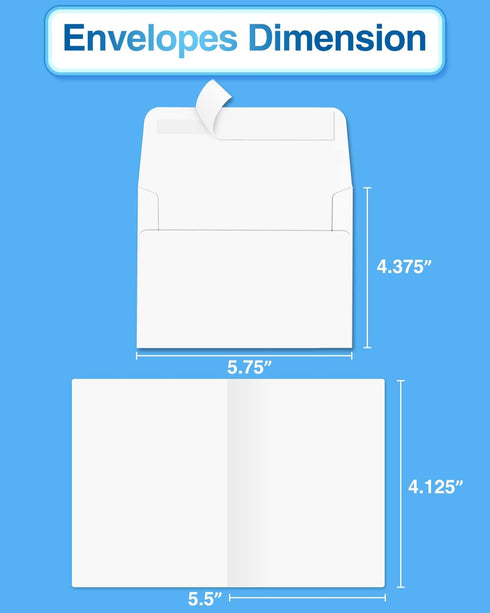 Blank-Cards-and-Envelopes 60 Pack - 4 x 5.5 Folded Cardstock with A2 White Envelopes-for-Invitation, Heavyweight Blank-Note-Cards-and-Envelopes Self Seal Printable for Greeting Party Birthday by Poever