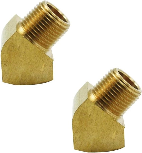 Brass 45 Degree Street Elbow, 3/4" Male x 3/4" Female NPT, 2 Pack