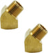 Brass 45 Degree Street Elbow, 3/4" Male x 3/4" Female NPT, 2 Pack