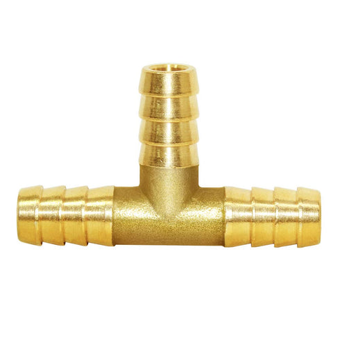 Joywayus 3/8" Hose Barb Fitting, Tee 3 Way Brass Intersection/Split Fitting for Water/Fuel/Air