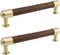 2 Pcs 5"/128mm Brass and Walnut Cabinet Pulls, Elegant Kitchen Drawer Handles,