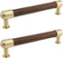 2 Pcs 5"/128mm Brass and Walnut Cabinet Pulls, Elegant Kitchen Drawer Handles,