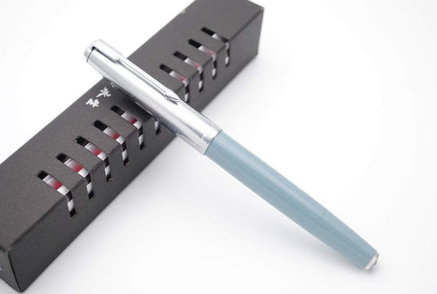 czxwyst 2019 New Version 601 Steel Cap Vacumatic Double Bead Fountain Pen (Lake Blue with Ink Window)