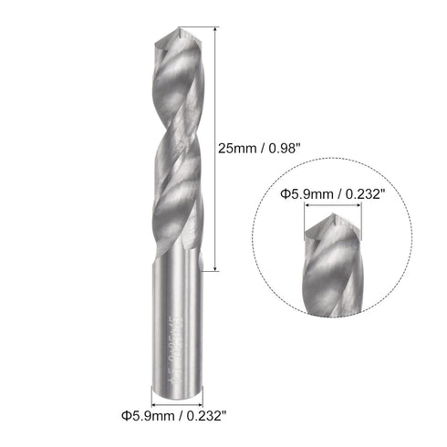 uxcell Solid Carbide Drill Bits, 5.9mm C2/K20 Tungsten Carbide Jobber Drill Bits Straight Shank Drilling Tool for Stainless Steel Aluminum Iron Metal Plastic