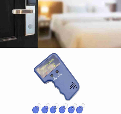 Semme 125KHZ 6 Handheld Card Copier Low Power Consumption Reader Writer with Cards Keyfobs for Home Office Security