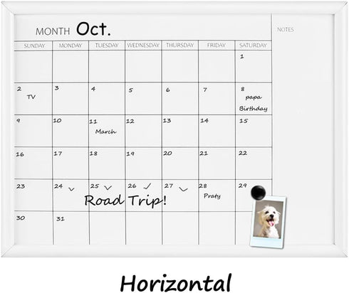 TORASO Dry Erase White Board Monthly Calendar, Magnetic Whiteboard for Wall, Office, School, and Kitchen Memo