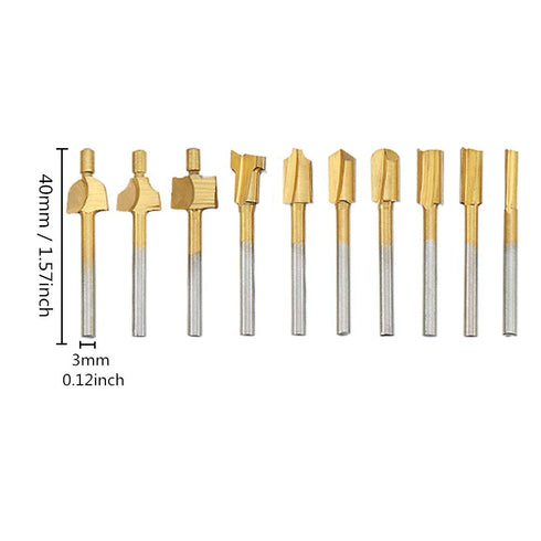 HSS Router Carbide Engraving Bits, 1/8"(3mm) Shank Router Bit Set for DIY Woodworking and Carving
