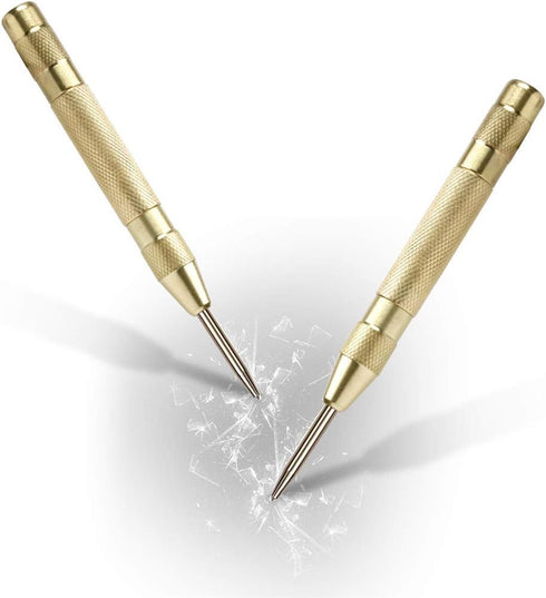 2 Pack Automatic Center Punch, Pamiso 5.1 Inch Spring Loaded Drill Punch Tool, Brass Window Spring Punch Tool