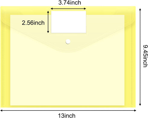 EOOUT 48pcs Plastic Envelopes Poly Envelopes, Clear Document Folders with Snap Button Closure, Letter Size, A4 Size with Label Pocket for School Home Work Office Organization, 8 Colors