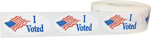I Voted Stickers with American Flag, 2 x 1 Inches, 500 Adhesive Labels for Voter Locations and Polling Stations